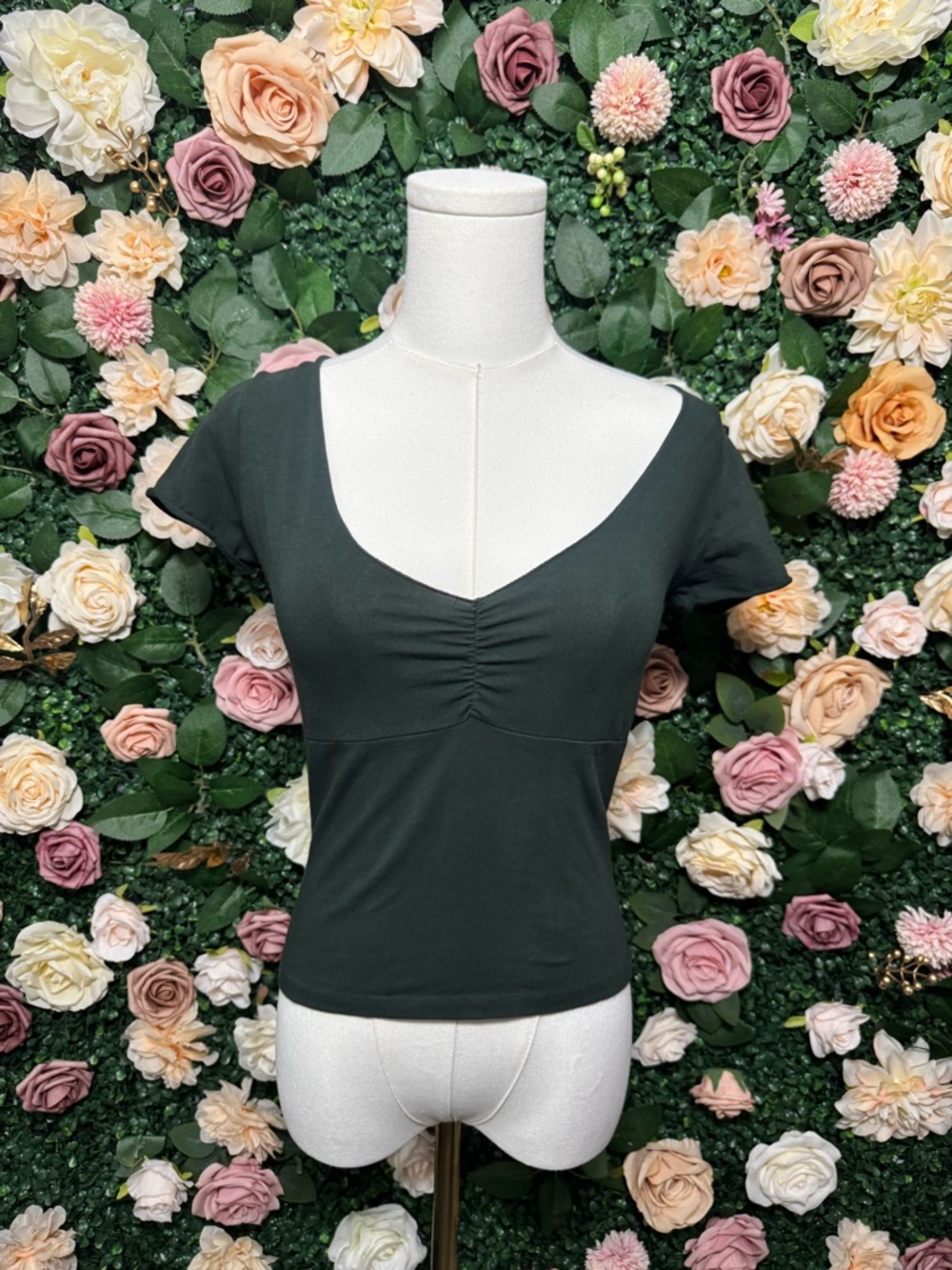 Brandy Melville Deep Green Short Sleeve Top